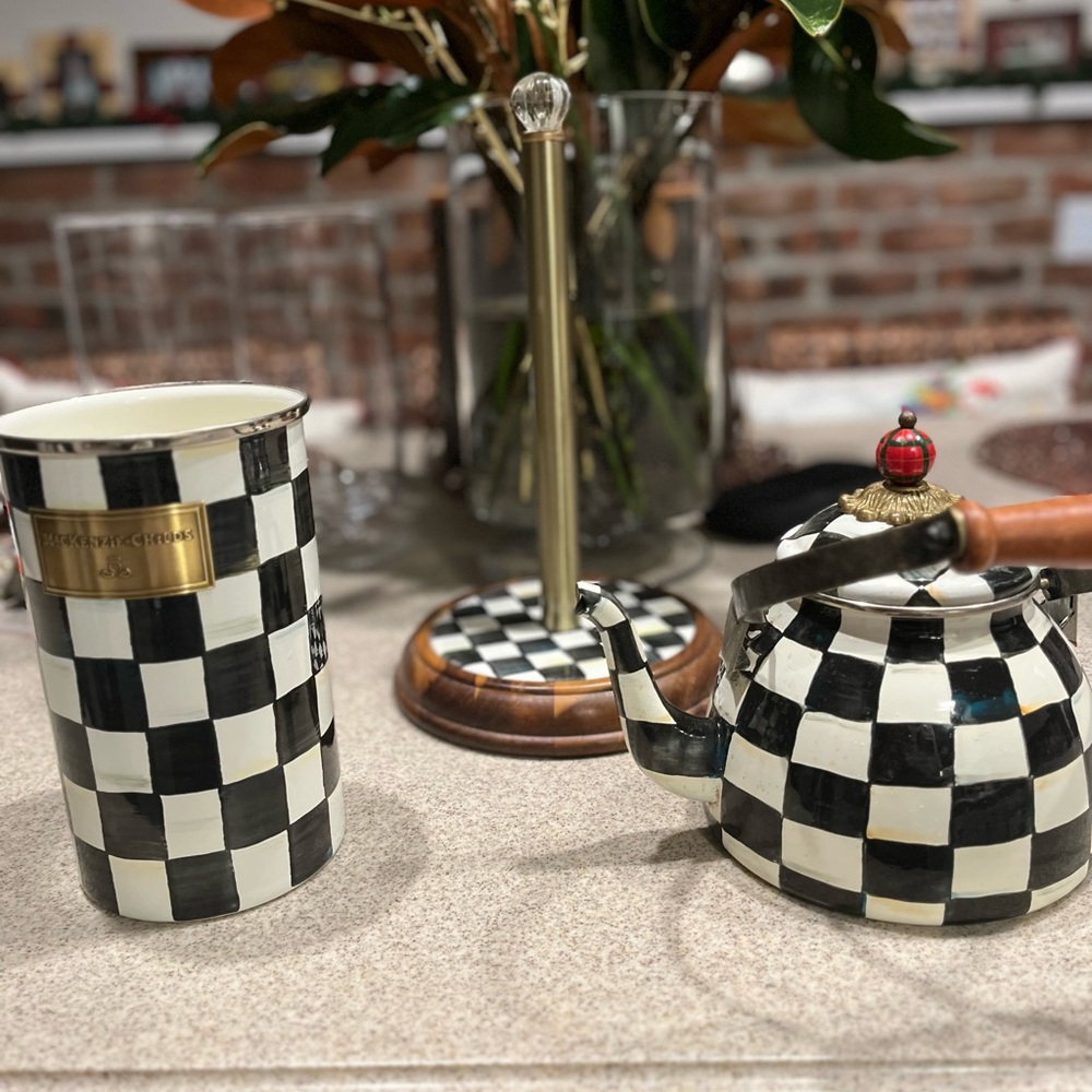Three Mackenzie Childs kitchen items….all nearly new.